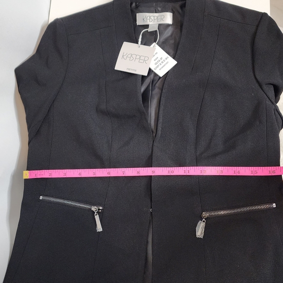 NEW‼️Kasper Black Blazer with Zipper Details 2P - Picture 3 of 9